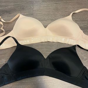 2 Victoria secrets no wire bras (1 nude and 1 black) 36 C